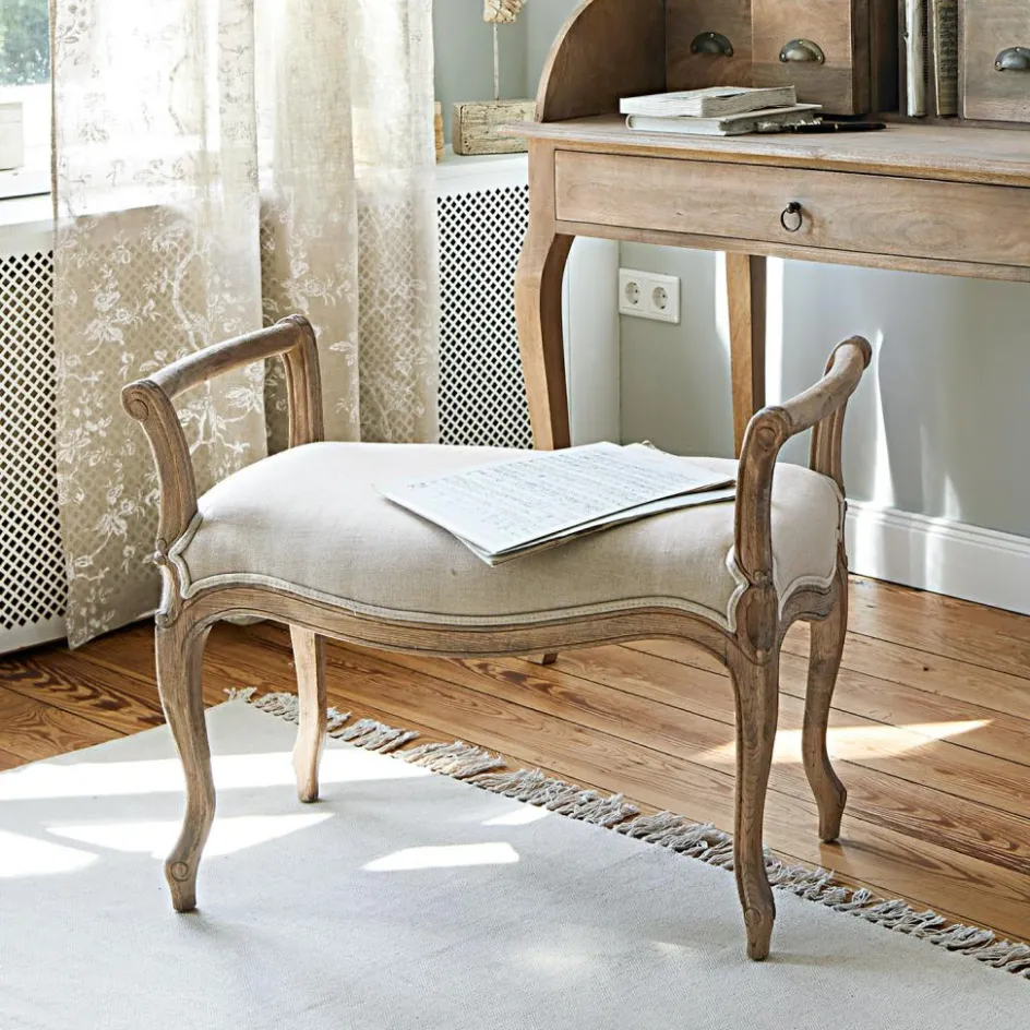 Bänke|Sitzmöbel^LOBERON Bank Pierremont creme/antikbraun