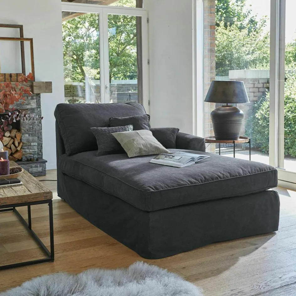 Sofas|Sofas^LOBERON Chaiselongue Seaford dunkelgrau