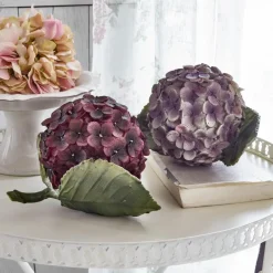 Kunst- & Trockenblumen|Dekoration^LOBERON Dekoblume 2er Set Hortensie lila/pink