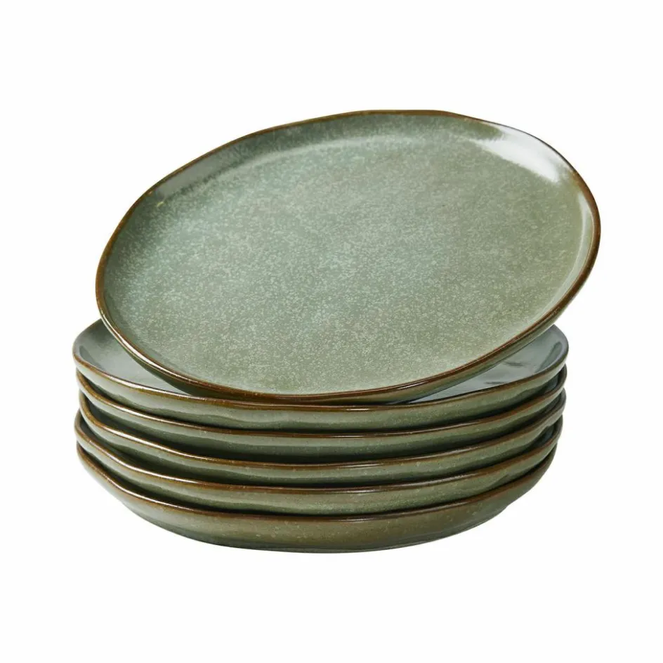 Geschirr|Geschirr^LOBERON Dessertteller 6er Set Biarré türkis/braun