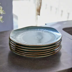 Geschirr|Geschirr^LOBERON Dessertteller 6er Set Périers türkis/braun