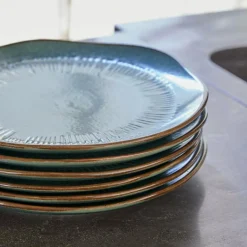 Geschirr|Geschirr^LOBERON Dessertteller 6er Set Périers türkis/braun