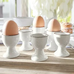 Geschirr|Geschirr^LOBERON Eierbecher 6er Set Biarré weiß