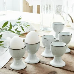Geschirr|Geschirr^LOBERON Eierbecher 6er Set Biarré weiß
