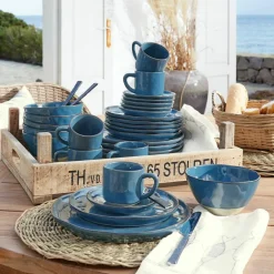 Geschirr|Geschirr^LOBERON Geschirr 30er Set Biarré blau