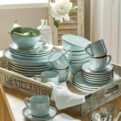 Geschirr|Geschirr^LOBERON Geschirr 30er Set Biarré türkis