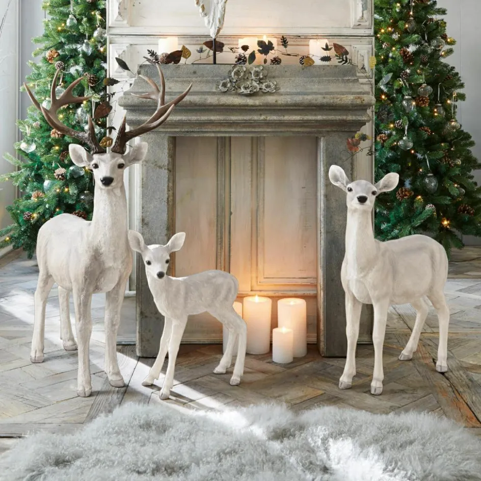 Weihnachtsfiguren^LOBERON Hirsch mit Reh und Kitz Olsen antikweiß