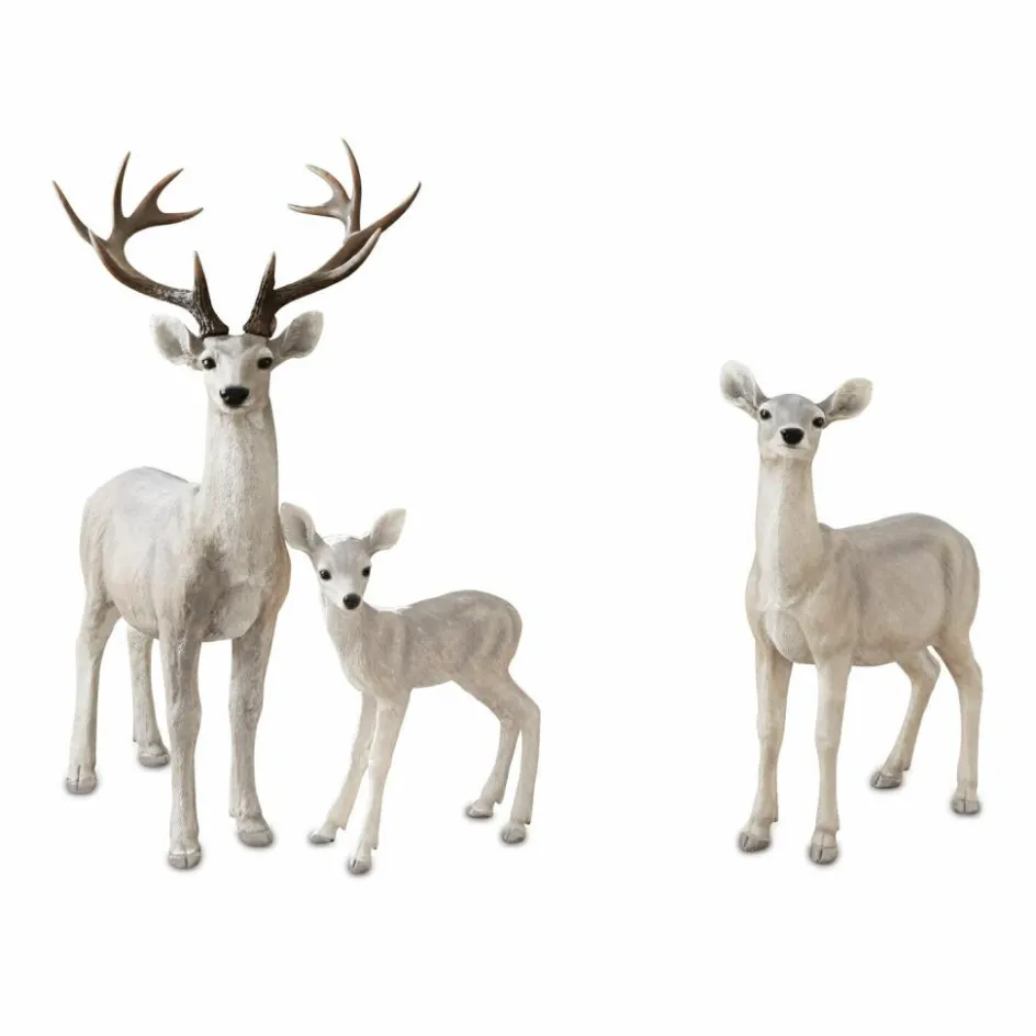 Weihnachtsfiguren^LOBERON Hirsch mit Reh und Kitz Olsen antikweiß