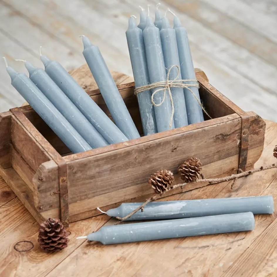 Kerzen|Kerzenhalter^LOBERON Kerze 12er Set Bauceau graublau