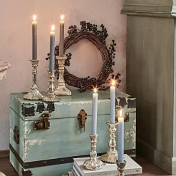 Kerzen|Kerzenhalter^LOBERON Kerze 12er Set Bauceau graublau