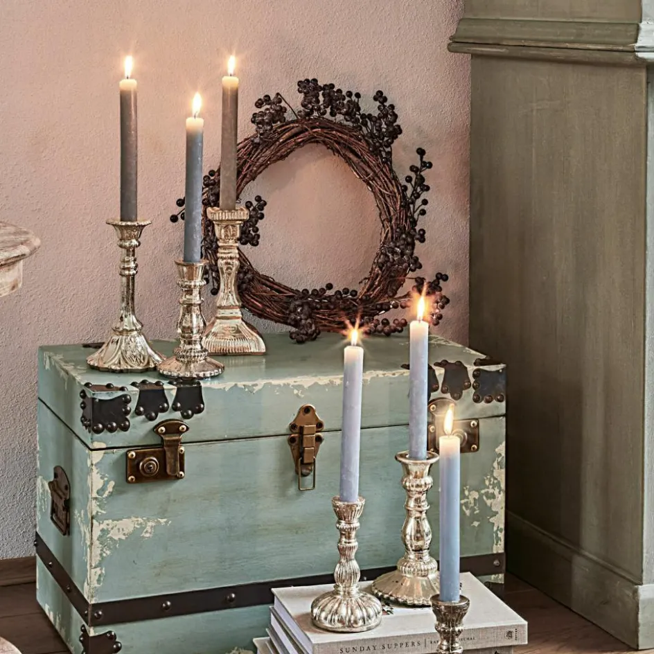 Kerzen|Kerzenhalter^LOBERON Kerze 12er Set Bauceau graublau