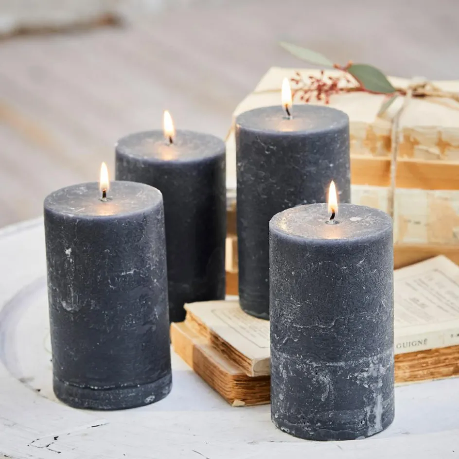 Kerzen|Kerzenhalter^LOBERON Kerze 4er Set Braga anthrazit