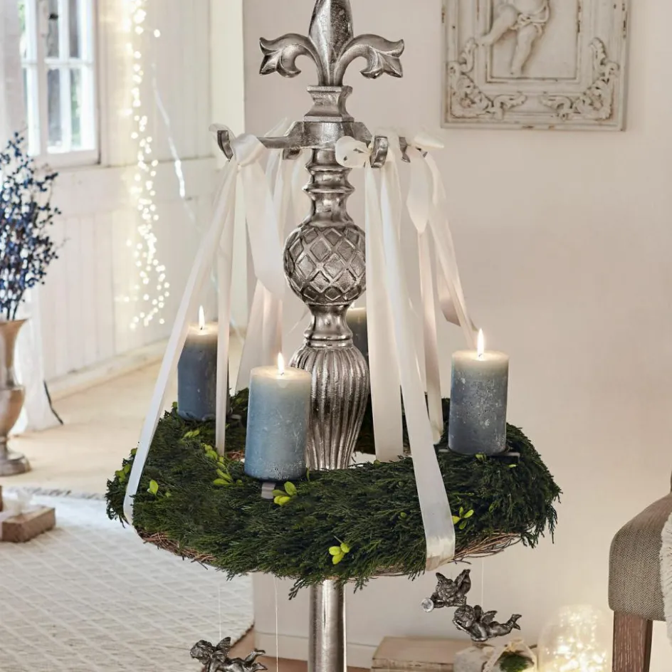 Kerzen|Kerzenhalter^LOBERON Kerze 4er Set Braga graublau