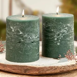Kerzen|Kerzenhalter^LOBERON Kerze 2er Set Oviedo grün