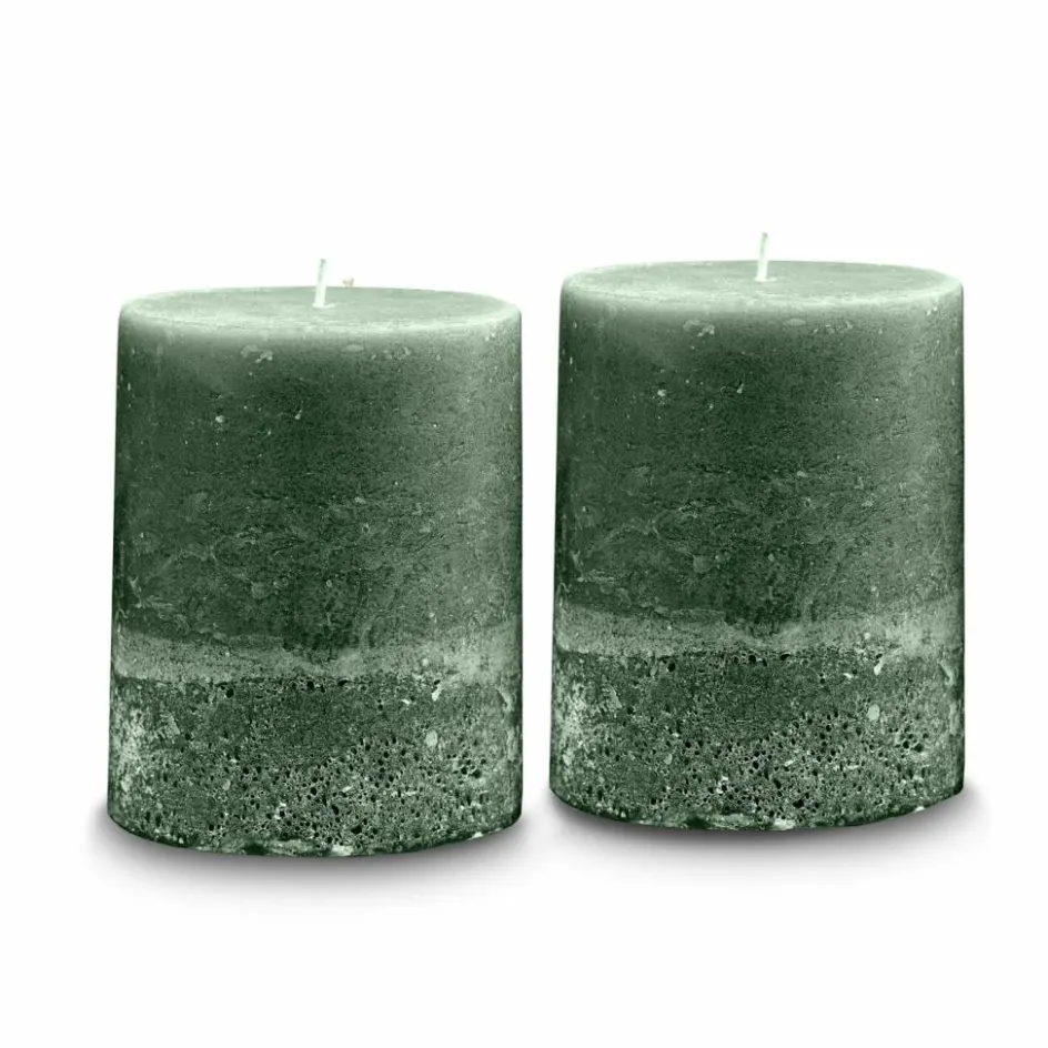 Kerzen|Kerzenhalter^LOBERON Kerze 2er Set Oviedo grün