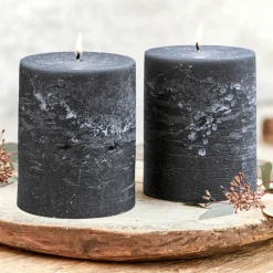 Kerzen|Kerzenhalter^LOBERON Kerze 2er Set Oviedo anthrazit