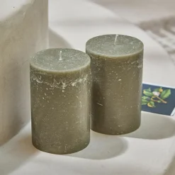 Kerzen|Kerzenhalter^LOBERON Kerze 2er Set Oviedo olivgrün