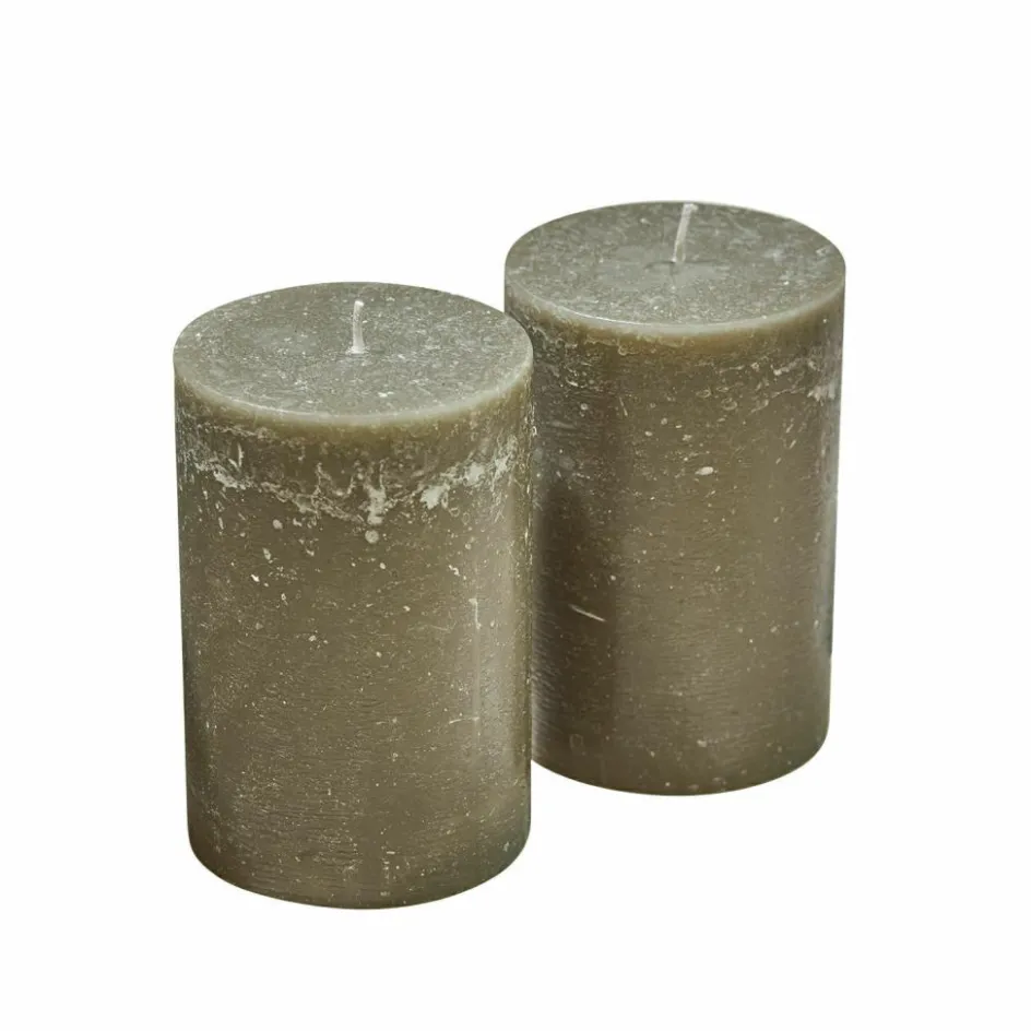 Kerzen|Kerzenhalter^LOBERON Kerze 2er Set Oviedo olivgrün