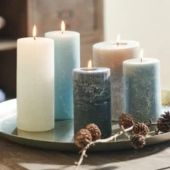 Kerzen|Kerzenhalter^LOBERON Kerze 5er Set Panagra blau/grau