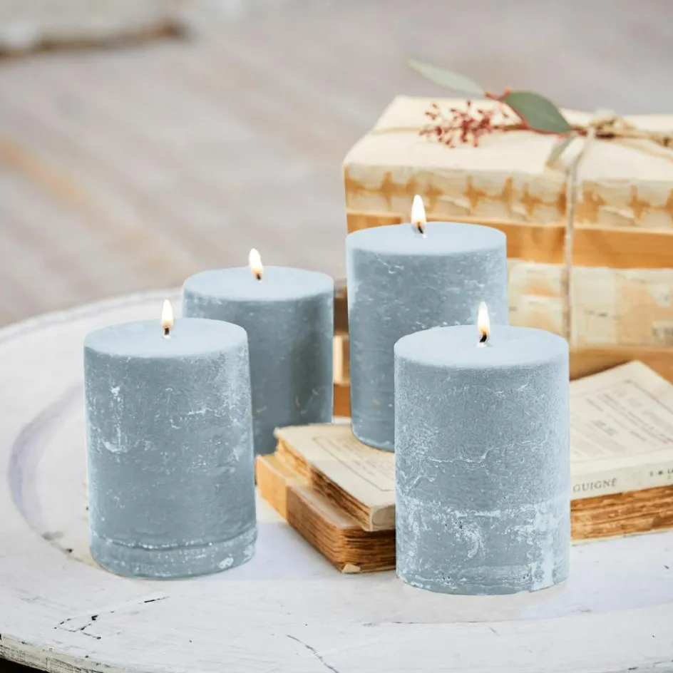 Kerzen|Kerzenhalter^LOBERON Kerze 4er Set Virrans graublau