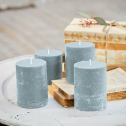 Kerzen|Kerzenhalter^LOBERON Kerze 4er Set Virrans graublau