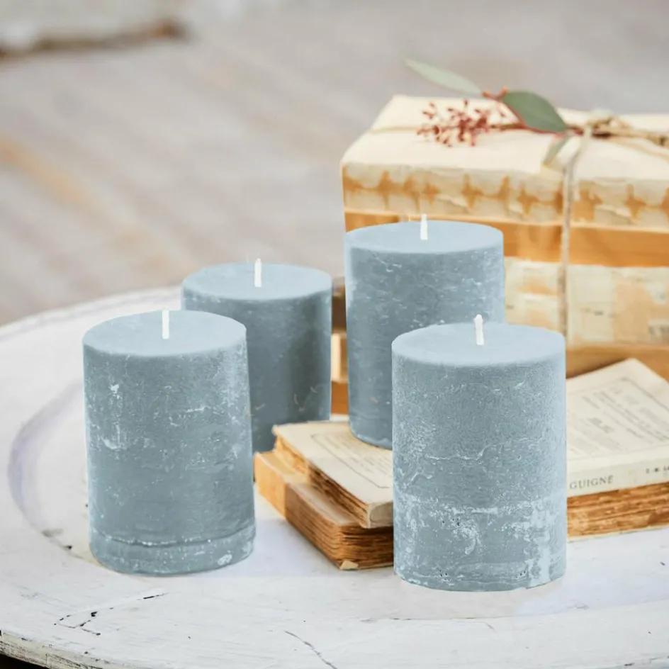 Kerzen|Kerzenhalter^LOBERON Kerze 4er Set Virrans graublau
