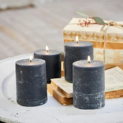 Kerzen|Kerzenhalter^LOBERON Kerze 4er Set Virrans anthrazit