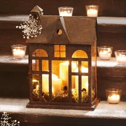 Laternen|Kerzenhalter^LOBERON Laterne Sweet Home rostbraun
