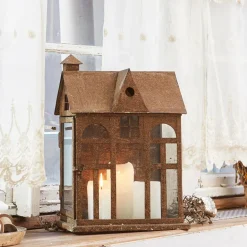 Laternen|Kerzenhalter^LOBERON Laterne Sweet Home rostbraun