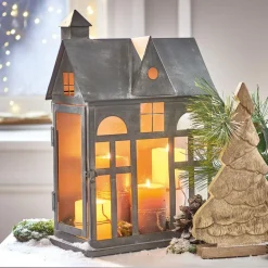 Laternen|Kerzenhalter^LOBERON Laterne Sweet Home antikgrau