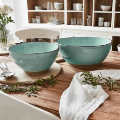 Geschirr|Geschirr^LOBERON Salatschüssel 2er Set Biarré türkis