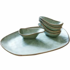 Geschirr|Geschirr^LOBERON Servierschälchen  6er Set Biarré türkis/braun