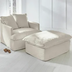 Sessel|Sessel^LOBERON Sessel mit Hocker Avignon creme