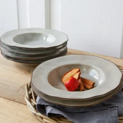 Geschirr|Geschirr^LOBERON Suppenteller 6er Set Biarré grau