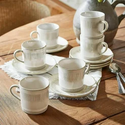 Geschirr|Geschirr^LOBERON Tasse mit Untertasse 6er Set Périers beige