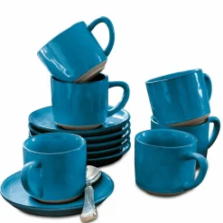 Geschirr|Geschirr^LOBERON Tasse mit Untertasse 6er Set Biarré blau