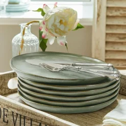 Geschirr|Geschirr^LOBERON Teller 6er Set Biarré türkis/braun