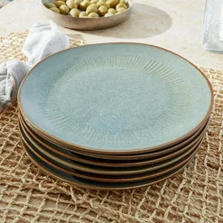 Geschirr|Geschirr^LOBERON Teller 6er Set Périers türkis/braun