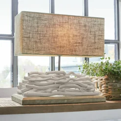 Tischlampen|Tischlampen^LOBERON Tischlampe Caribou leinen/weiß