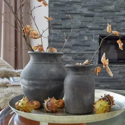 Vasen|Vasen & Übertöpfe^LOBERON Vase 2er Set Molduc antikgrau