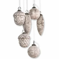 Weihnachtskugeln^LOBERON Weihnachtsschmuck 6er Set Quirat weiß