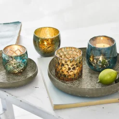 Windlichter|Kerzenhalter^LOBERON Windlicht 4er Set Marine blau/grün