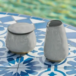 Geschirr|Geschirr^LOBERON Zuckerdose und Milchkännchen Biarré grau