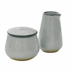 Geschirr|Geschirr^LOBERON Zuckerdose und Milchkännchen Biarré grau