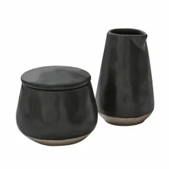 Geschirr|Geschirr^LOBERON Zuckerdose und Milchkännchen Biarré schwarz